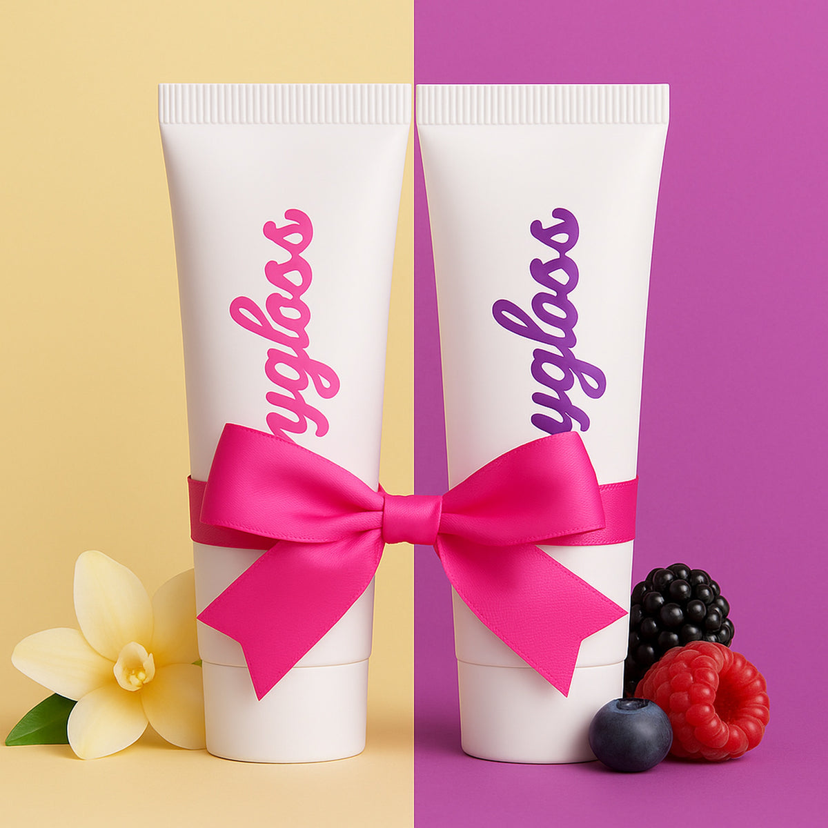 mygloss bases – doppelpack (2×75 ml) base 01 vanille & base 02 forest fruits, vegan